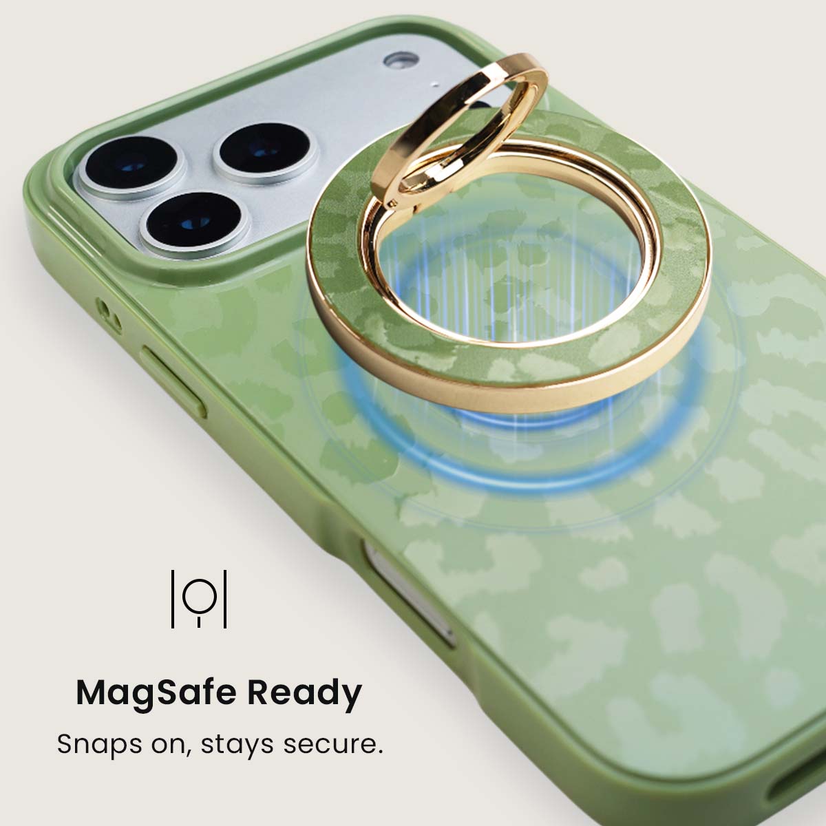 MagSafe ring holder inspired by nature-toned leopard design