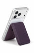 Dark cherry iPhone MagSafe wallet in stand mode