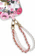 Cute phone charms with pink pearl chain design