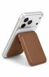 Classic brown iPhone MagSafe wallet in stand mode