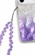 Beaded phone charm featuring purple teardrop beads