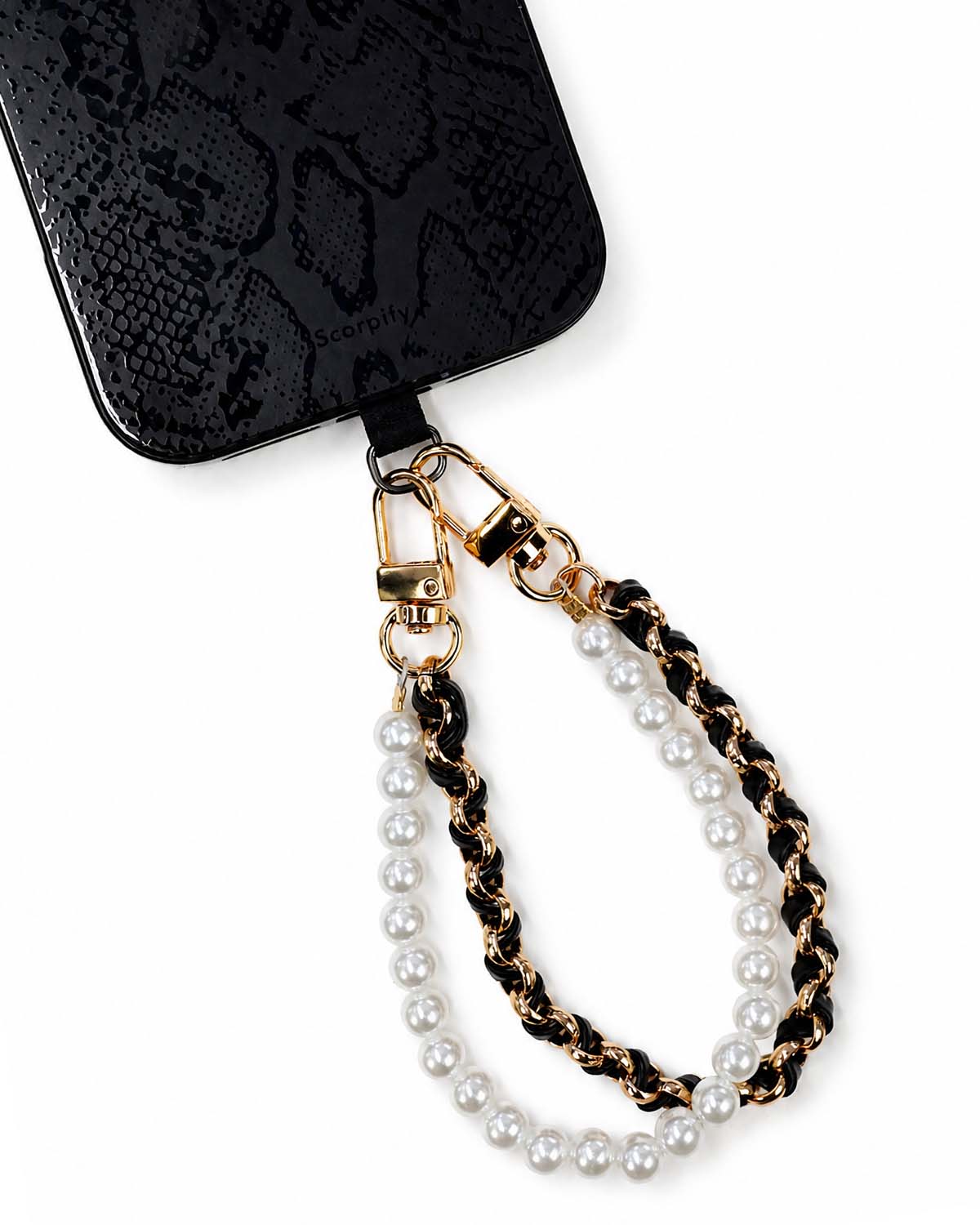 Cute phone charms with layered pearl chains
