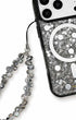 Beaded phone charm featuring midnight teardrop details