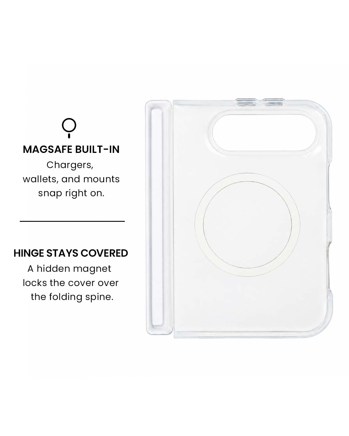 MagSafe ring and hidden hinge magnet view of Icelandic blue marble print iPhone Duo case