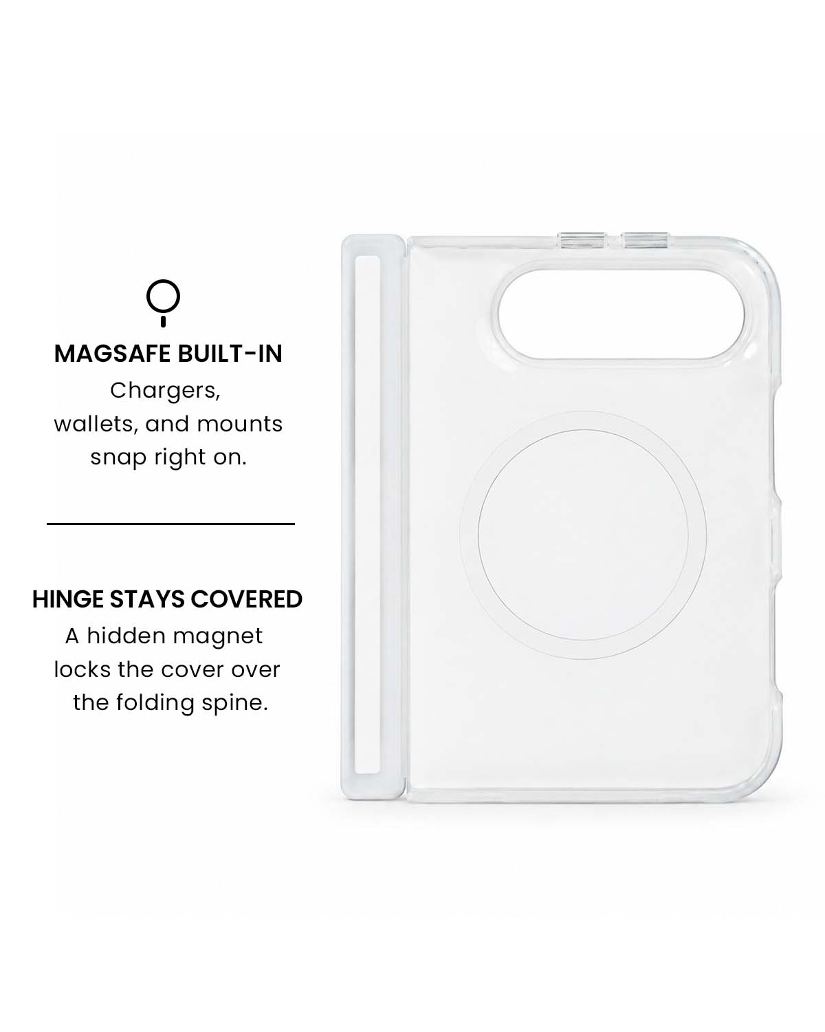 MagSafe ring and hidden hinge magnet view of Colorful mother-of-pearl iPhone Duo case