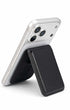 Classic black iPhone MagSafe wallet in stand mode