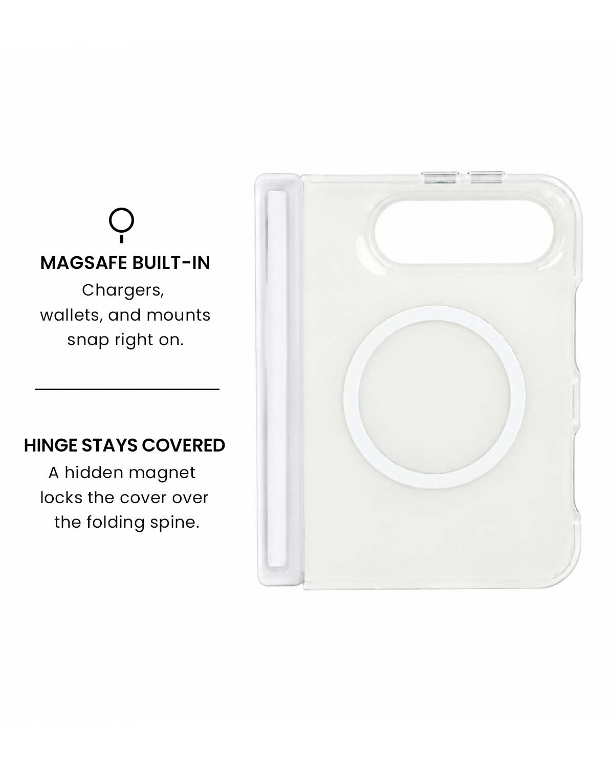 MagSafe ring and hidden hinge magnet view of Pink tortoise shell print iPhone Duo case