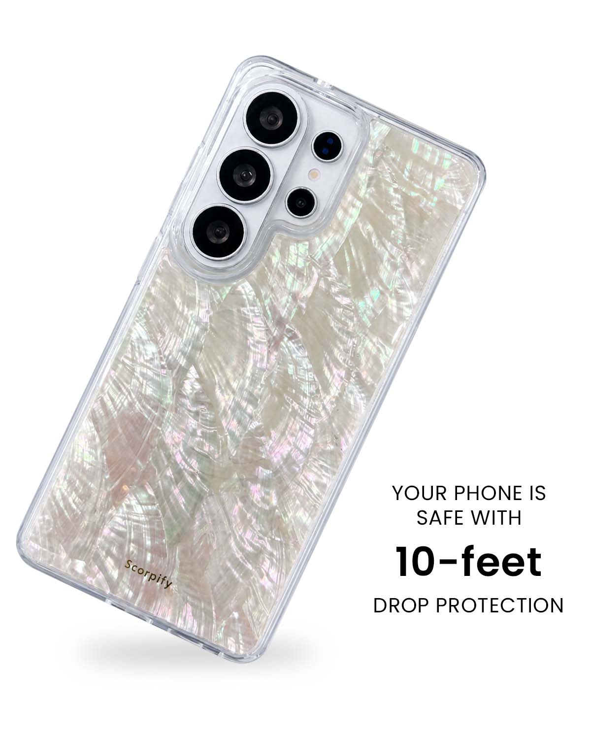 Multiple angles of Natural Mother of Pearl Samsung case