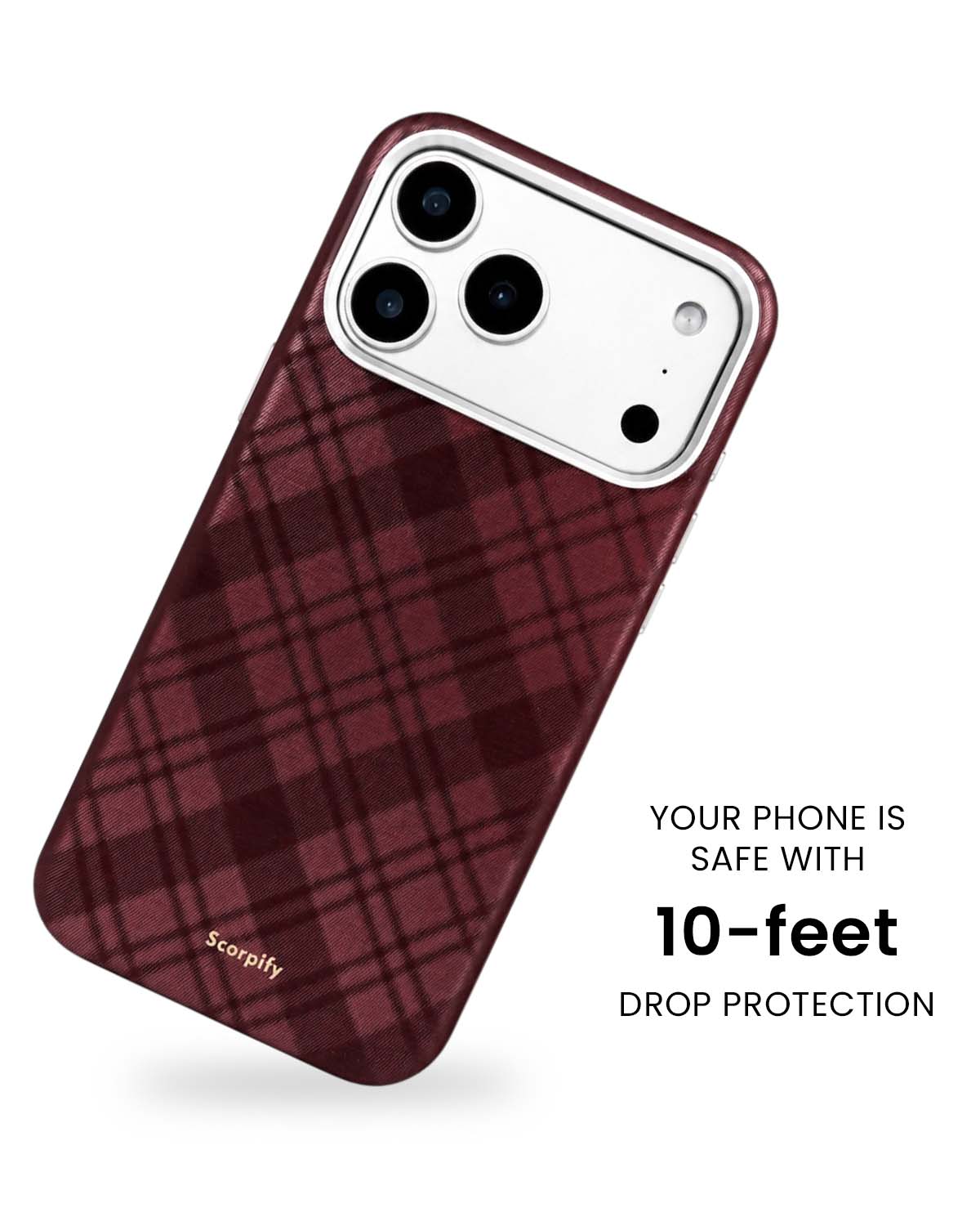 Burgundy Tartan Lumina Leather MagSafe iPhone Case