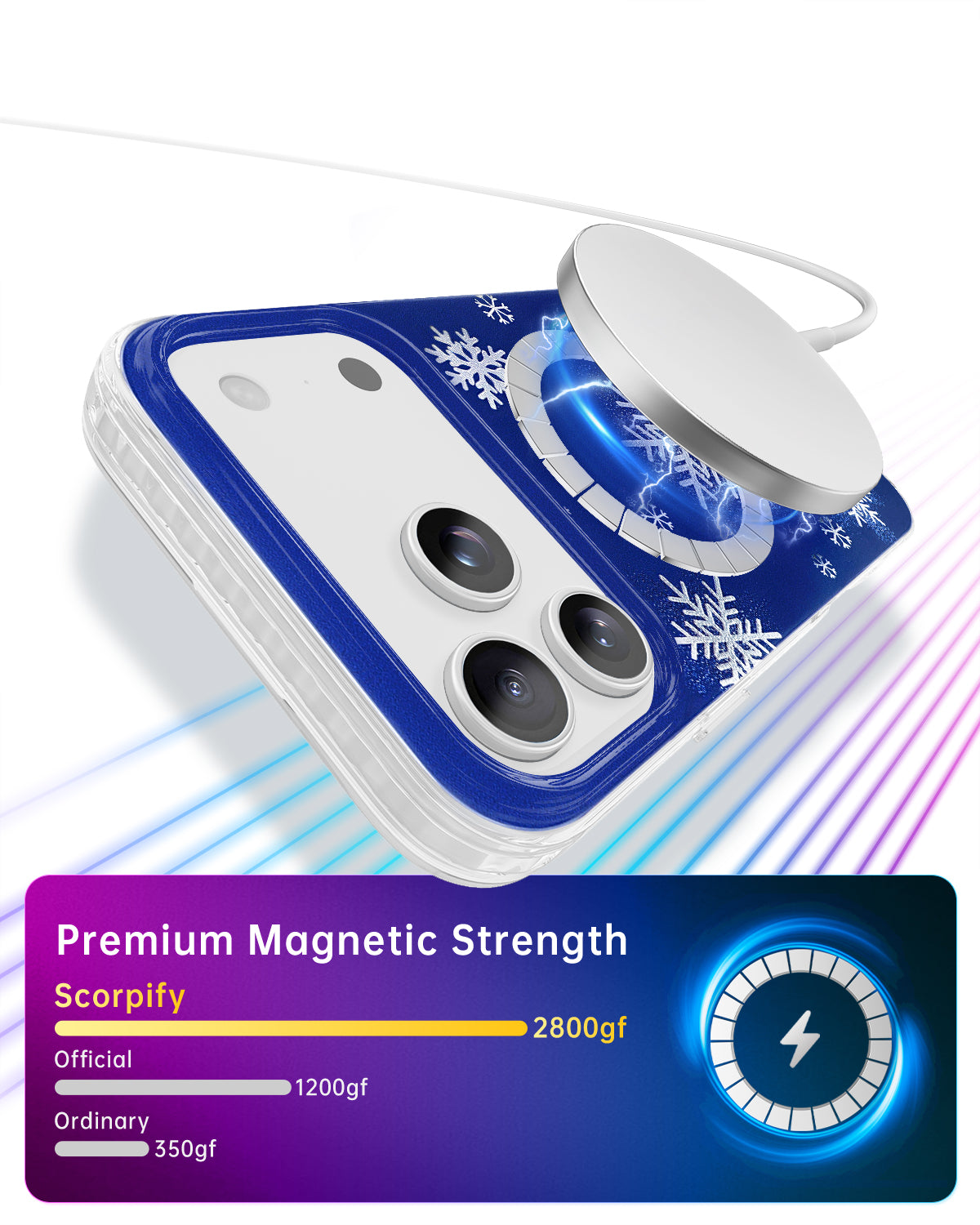 Luxury blue sparkle MagSafe iPhone cover durable