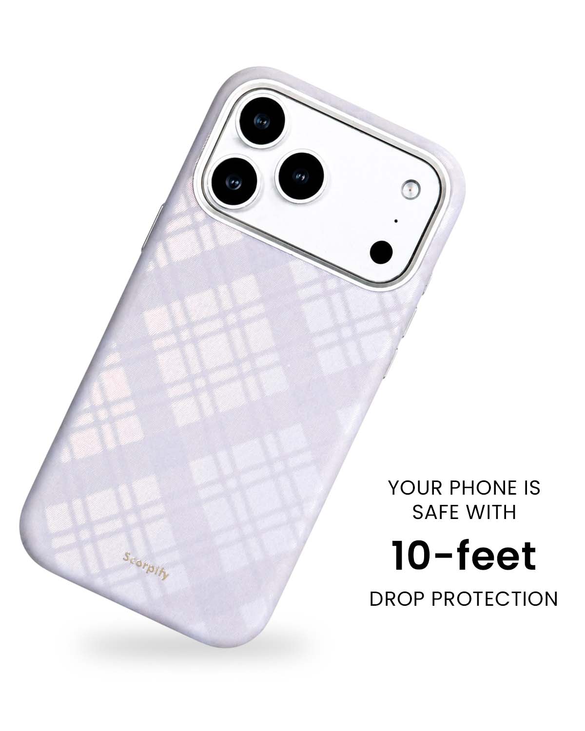 Lavender Tartan Lumina Leather MagSafe iPhone Case