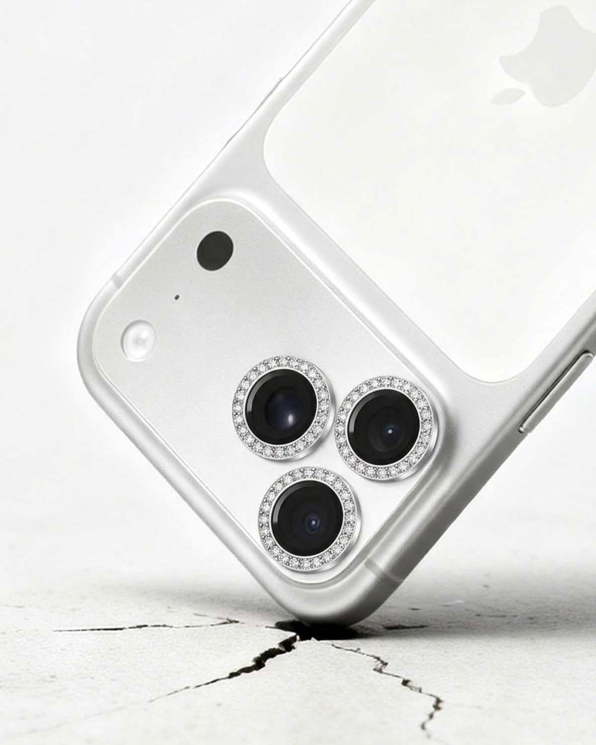 Protective split crystal lens cover for iPhone cameras