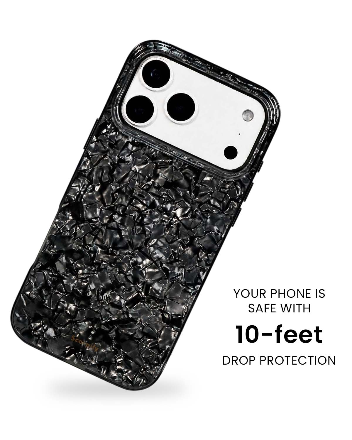 Noir Pearl iPhone Case detail of hand-set pearl pieces and raised edges
