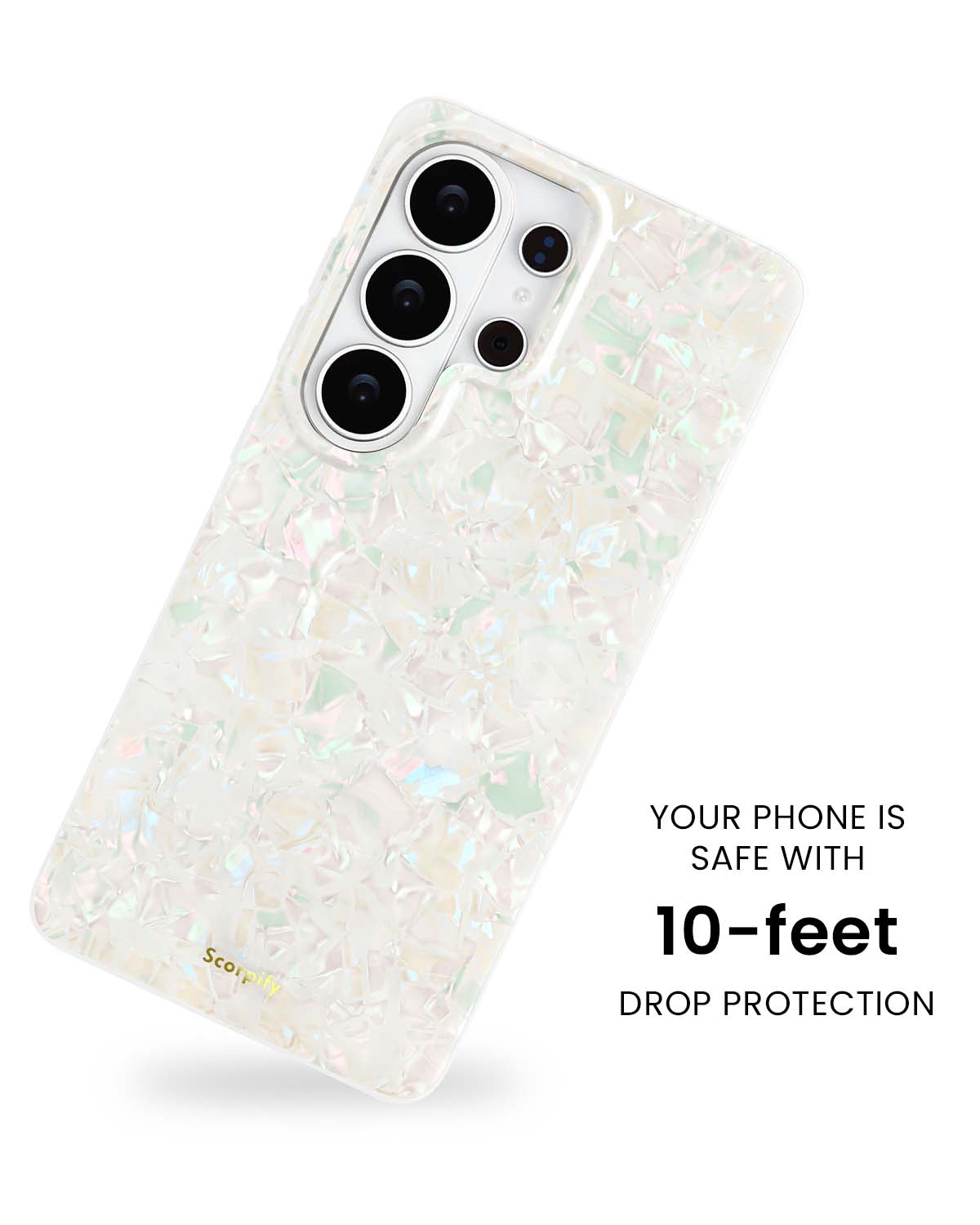 Pearl Samsung phone case with 10-foot drop protection