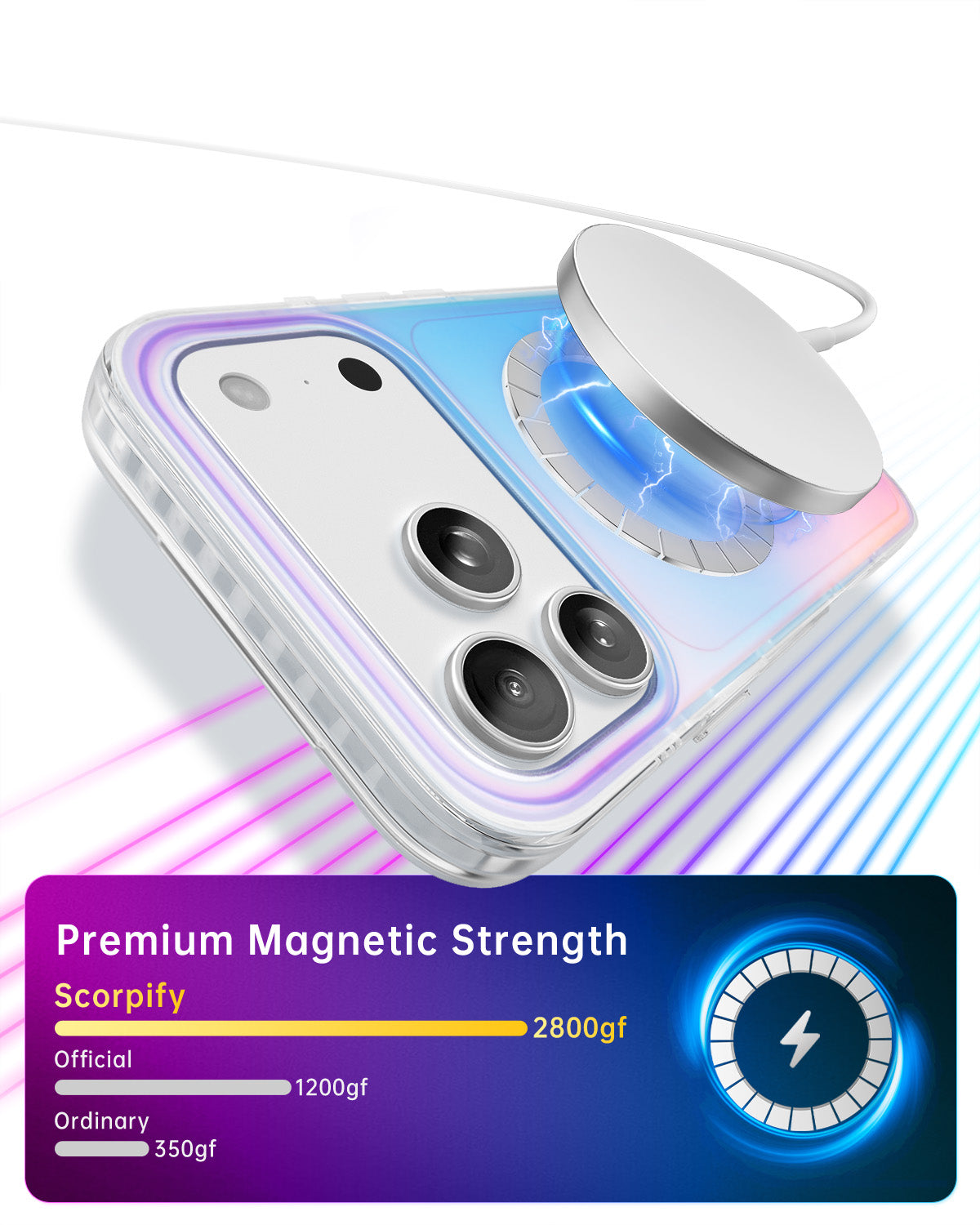 Shiny MagSafe iPhone 17 phone case with pearly hues