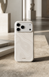 Ivory swirl leather phone case in marble interior