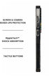 Side profile of phone cover showing raised lips and tactile buttons