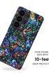 Iridescent phone case showing 10ft drop protection
