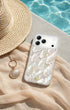 Natural mother of pearl phone case, poolside lifestyle