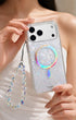 Iridescent iphone charm with glossy bead accents