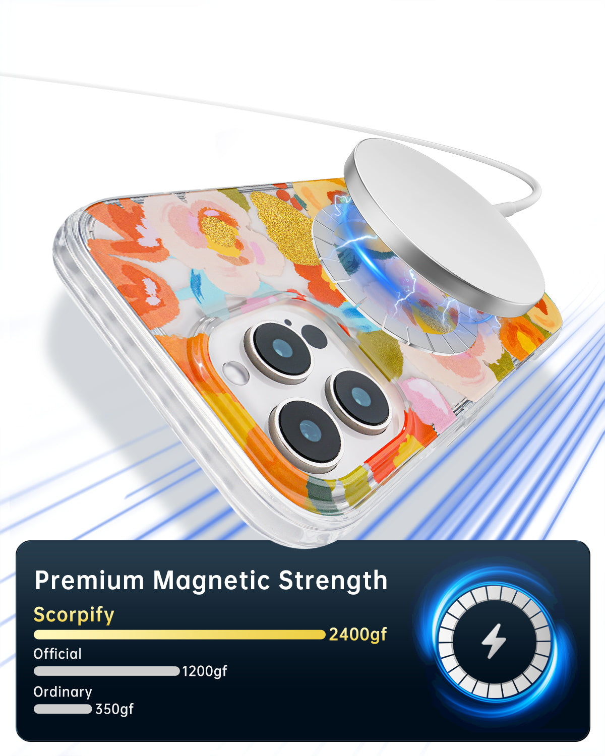 Trendy Floral Gold Heronsbill Magnetic iPhone Case