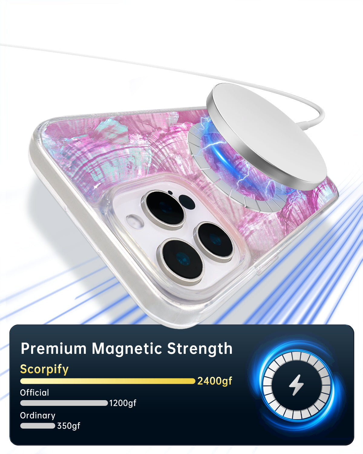 Pink Mother of Pearl MagSafe iPhone Bundle Set