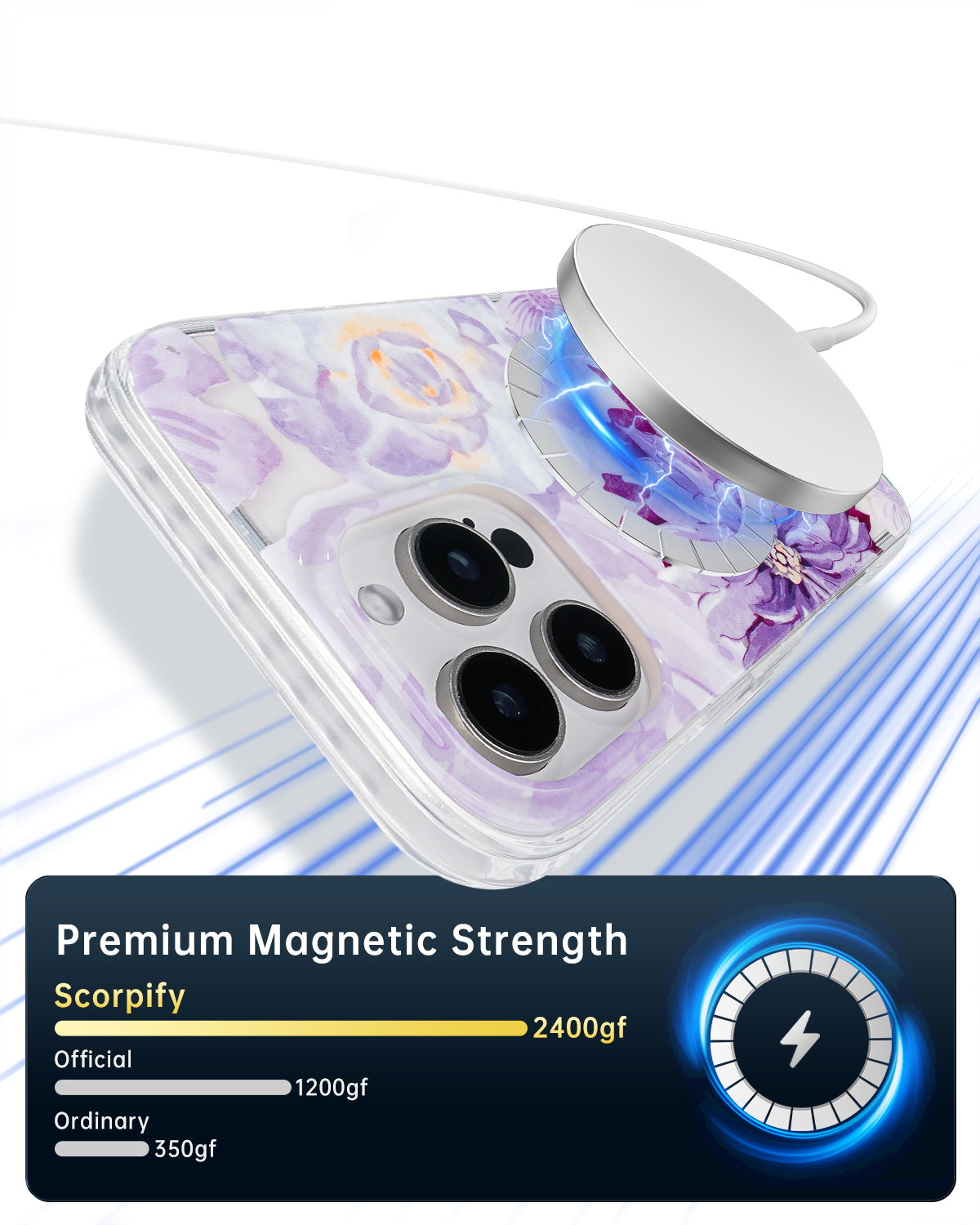 Purple Zinnia iPhone Case With Magnetic Trendy Floral Accents