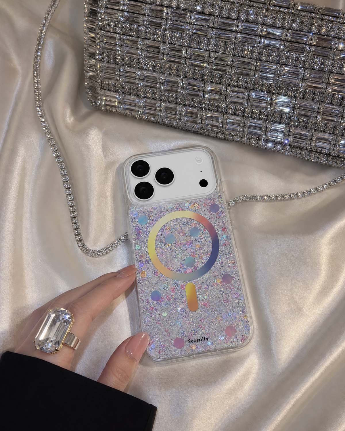 Opal Stardust iPhone Case lifestyle shot