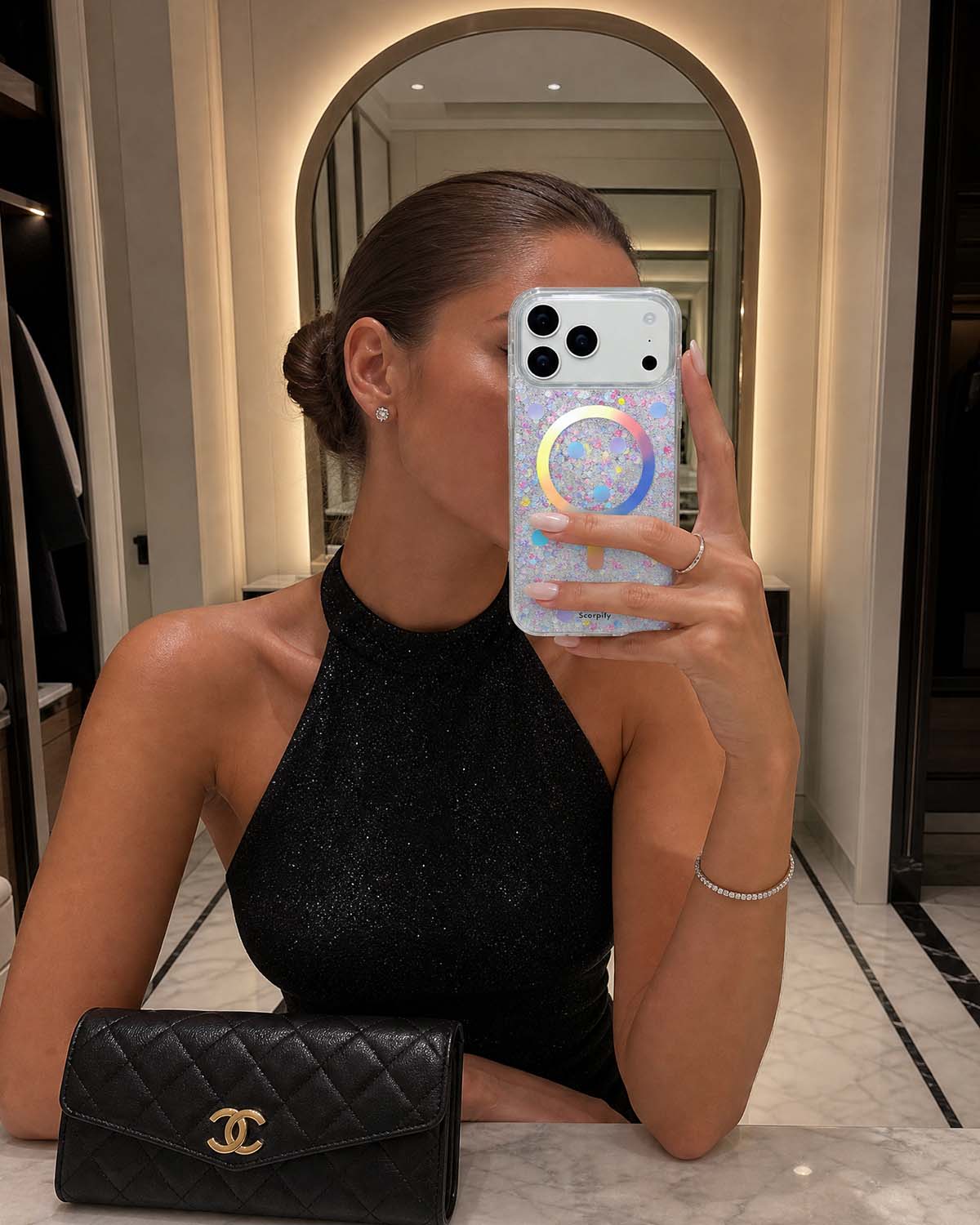 Opal Stardust iPhone Case styled on phone