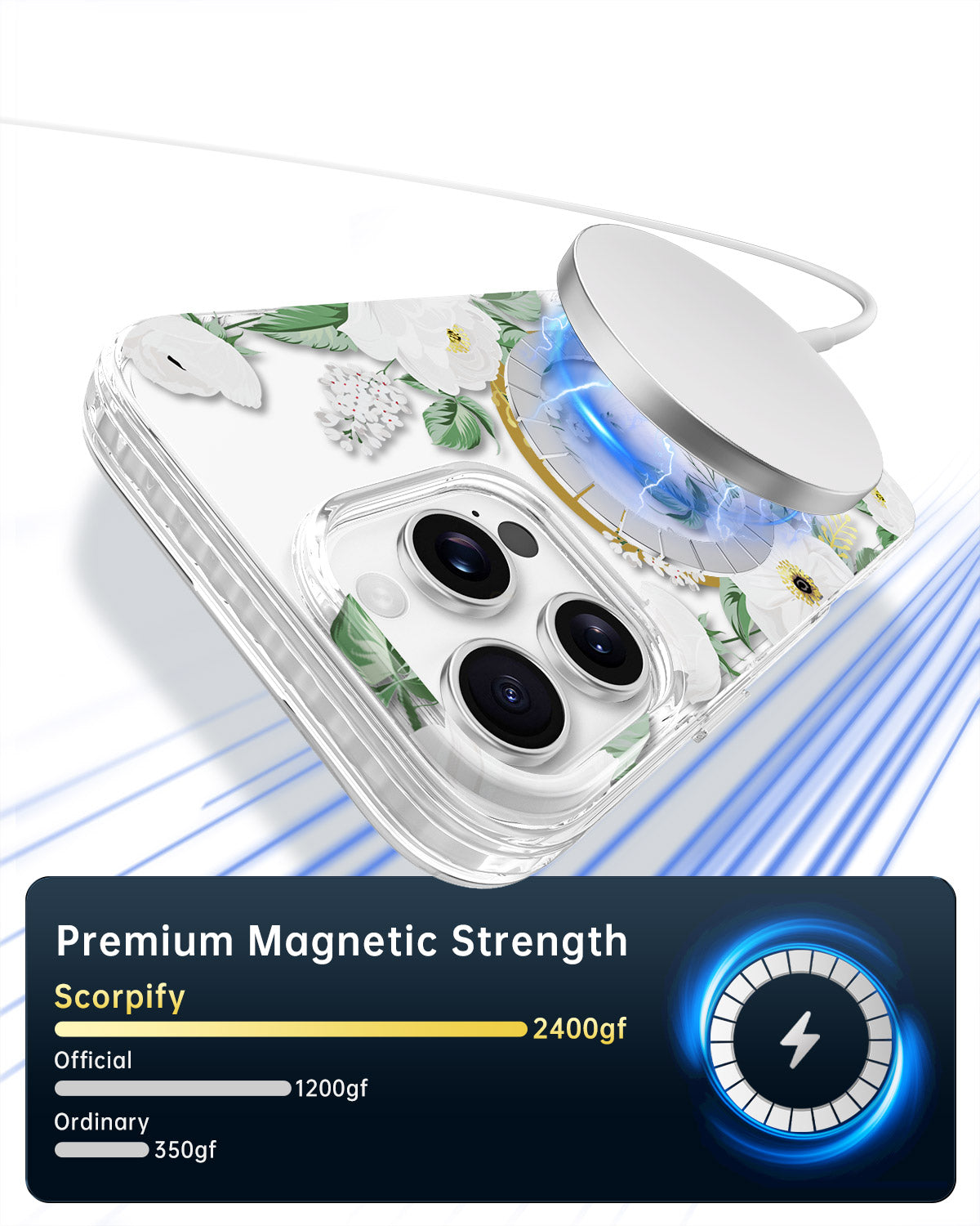 White Rose Magnetic iPhone Case