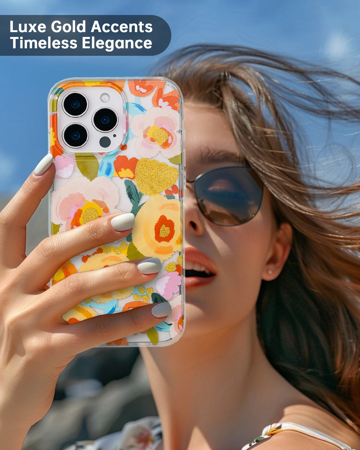 Elegant Floral Gold Heronsbill Magnetic iPhone Case Design