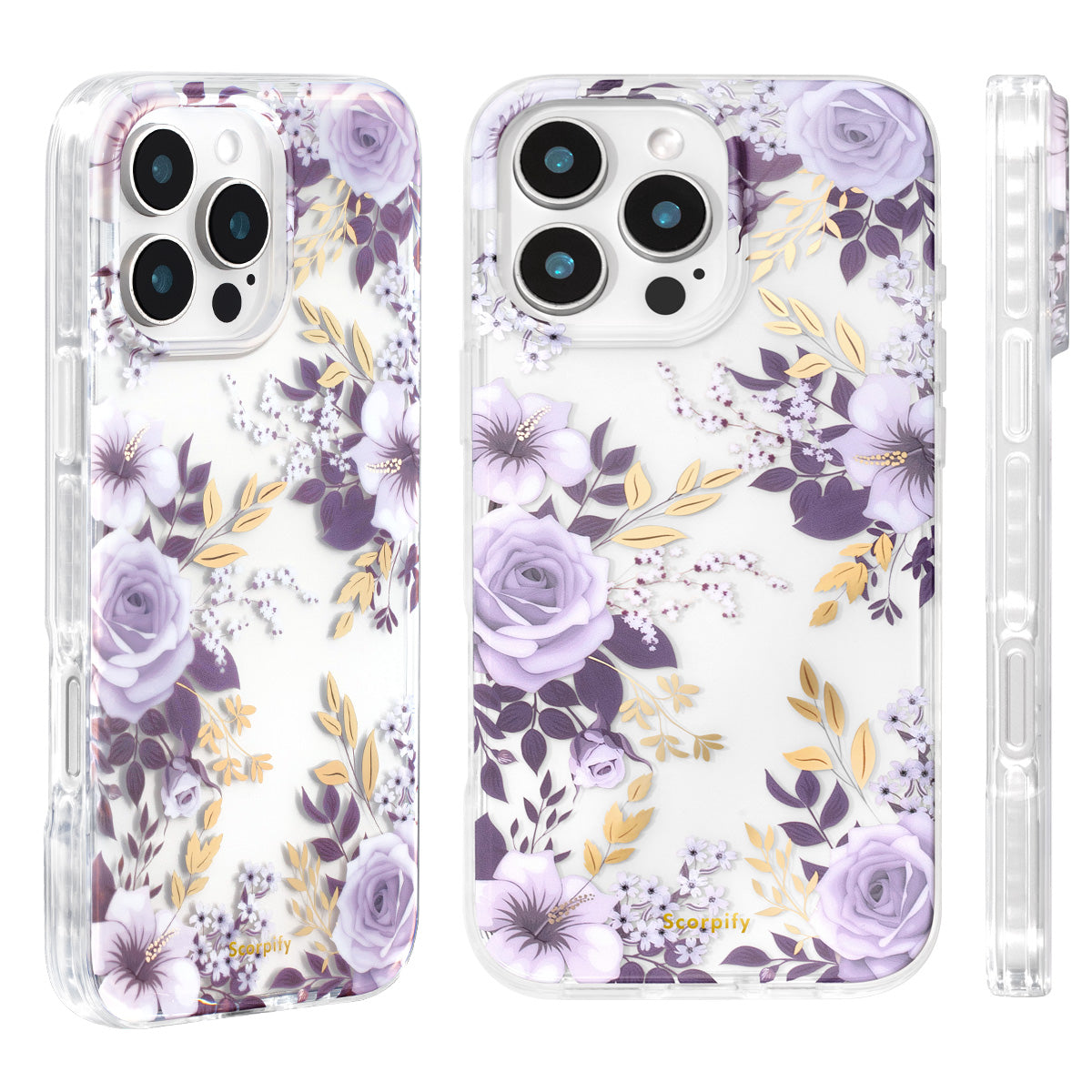 Floral Purple Hibiscus Rose Phone Case In Clear Style