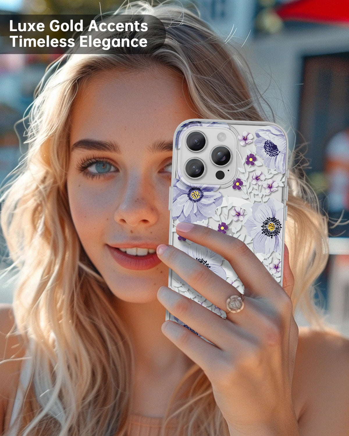 Protective clear case showing delicate anemone blooms