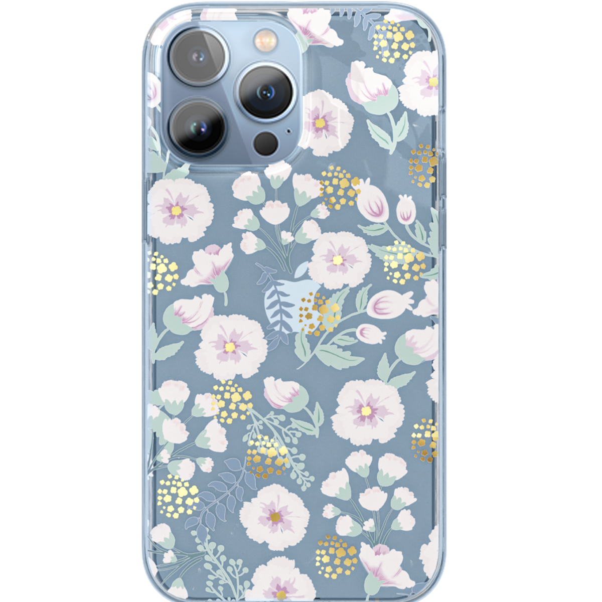 Blue Carnation Floral iPhone Case With Petal Shine Finish