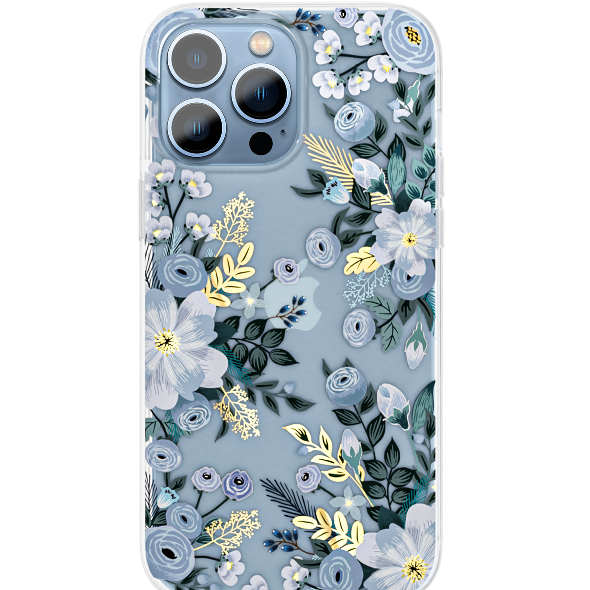 Shiny Blue iPhone Case With Subtle Nemophila Flower Details