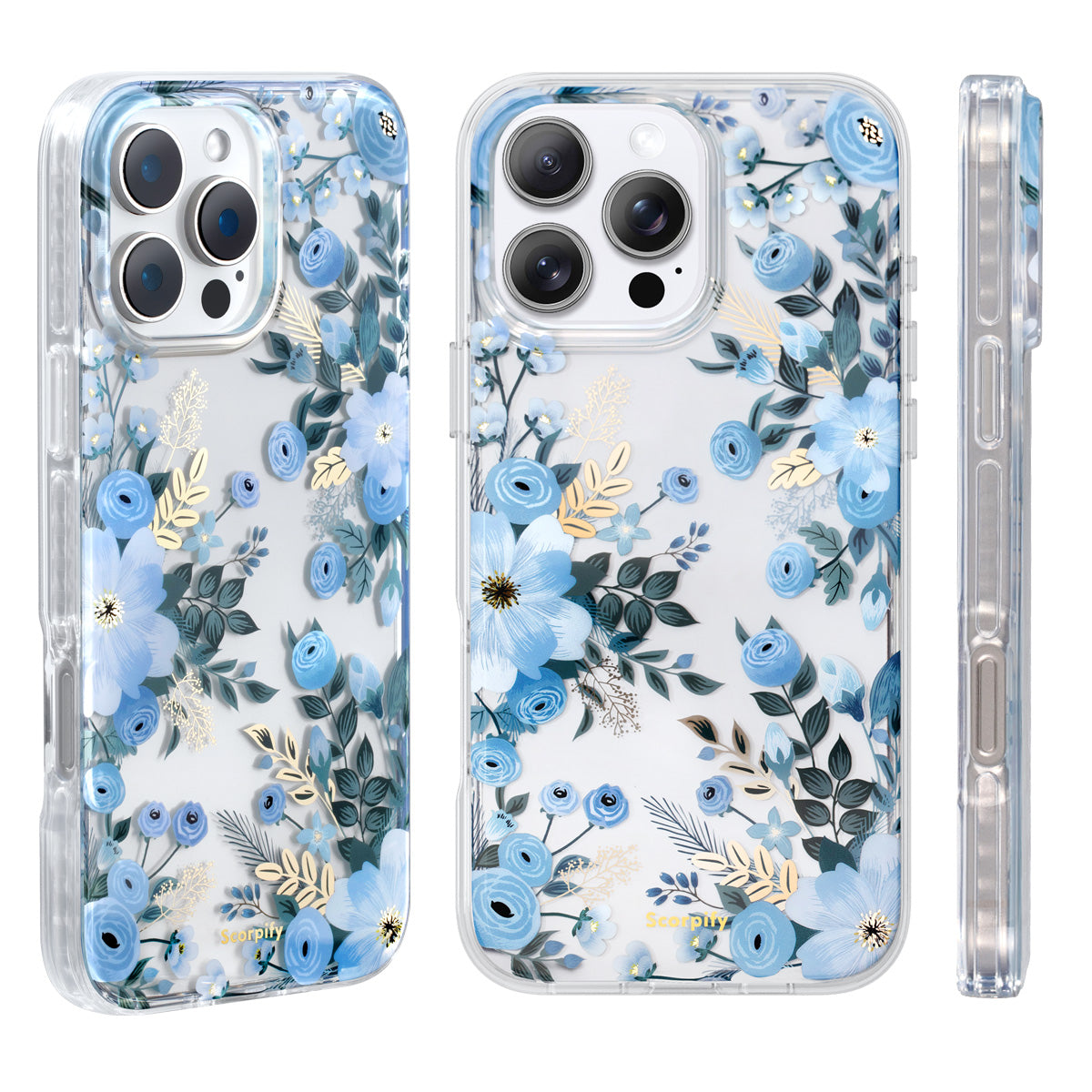 MORBEL iPhonexsケース ポーチ付き ブルーフラワー Trendy Blue Nemophila Floral iPhone Case - Scorpify