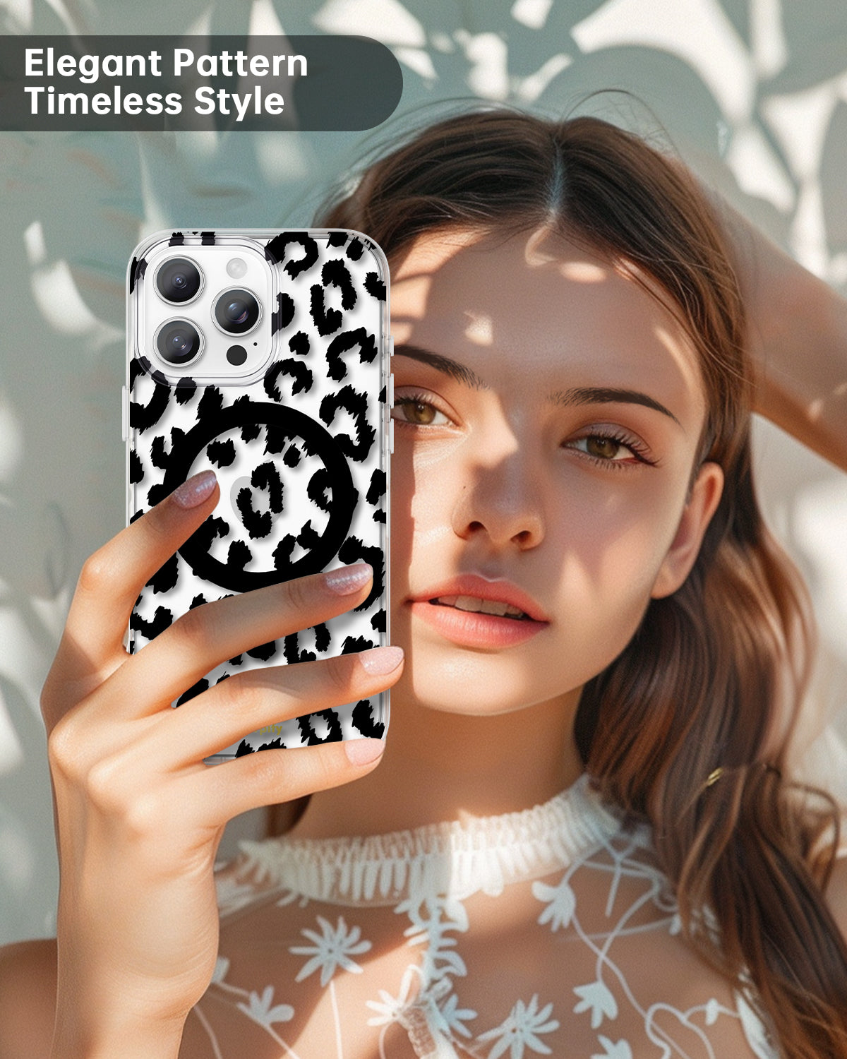 Black Transparent Leopard Magnetic iPhone Case