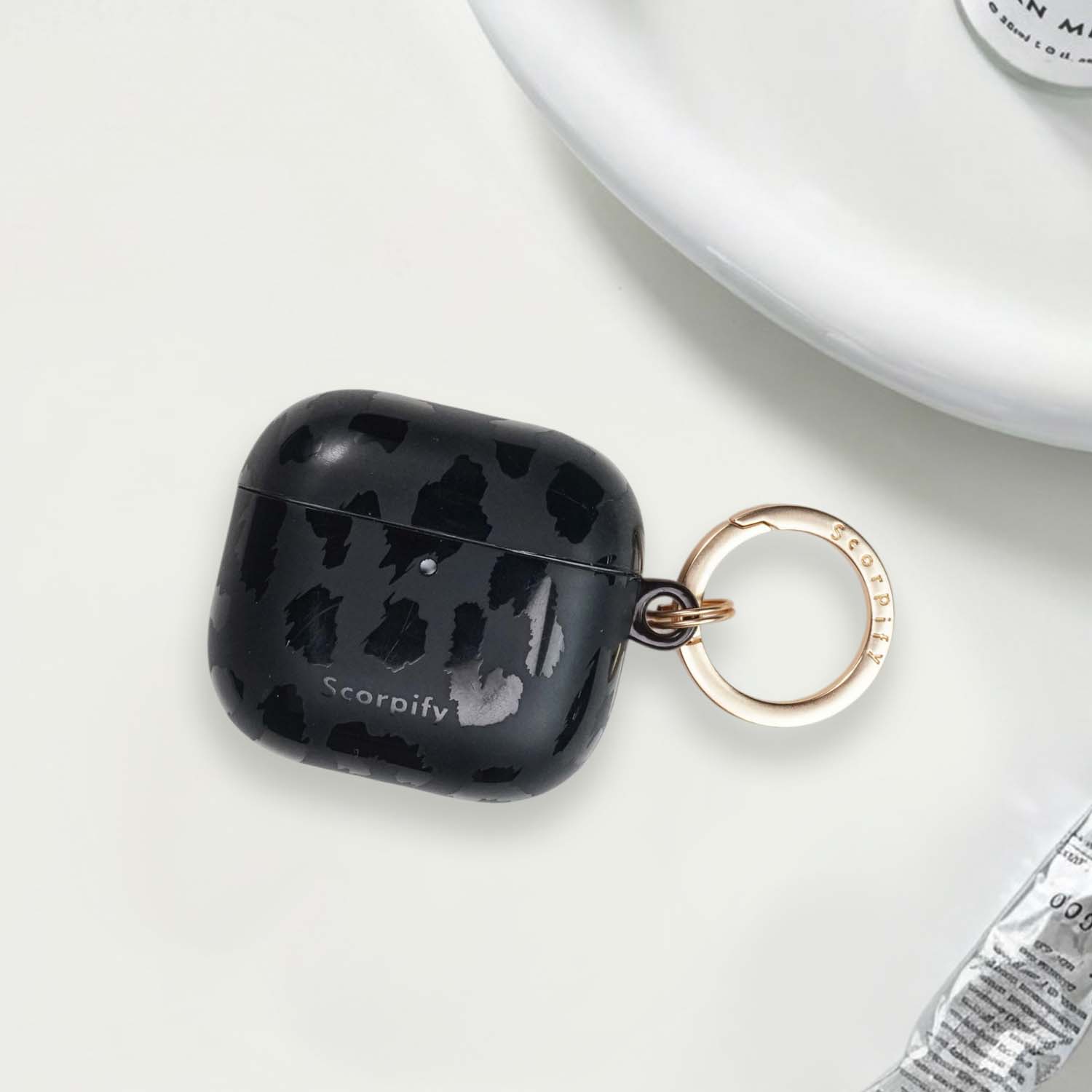 Black Leopard Earbuds Case Providing Strong Protection