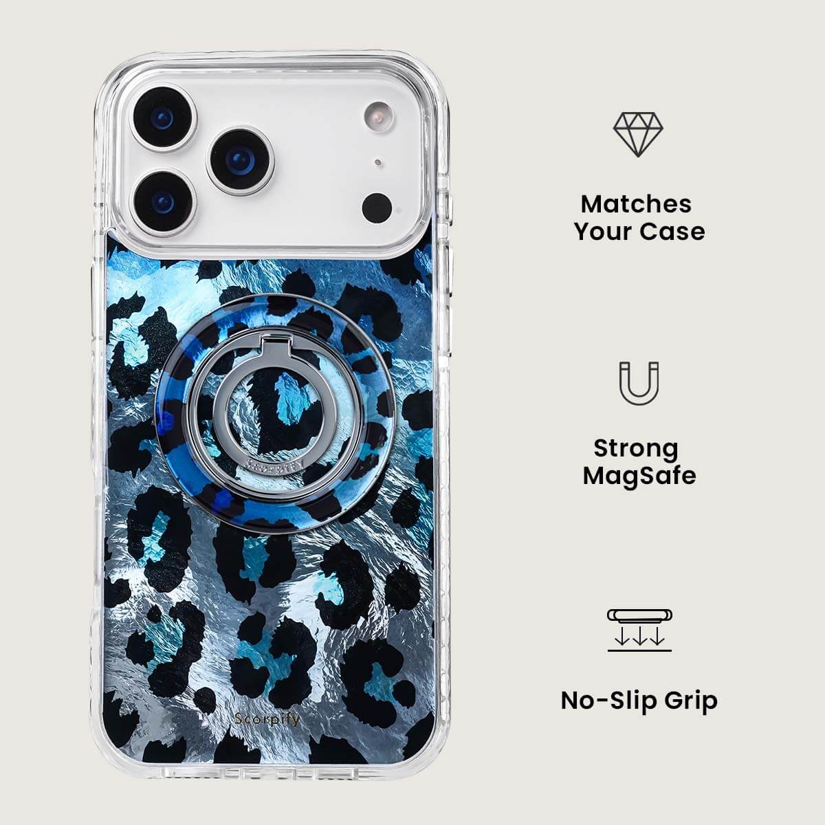 Blue Shimmer Leopard MagSafe Ring Holder