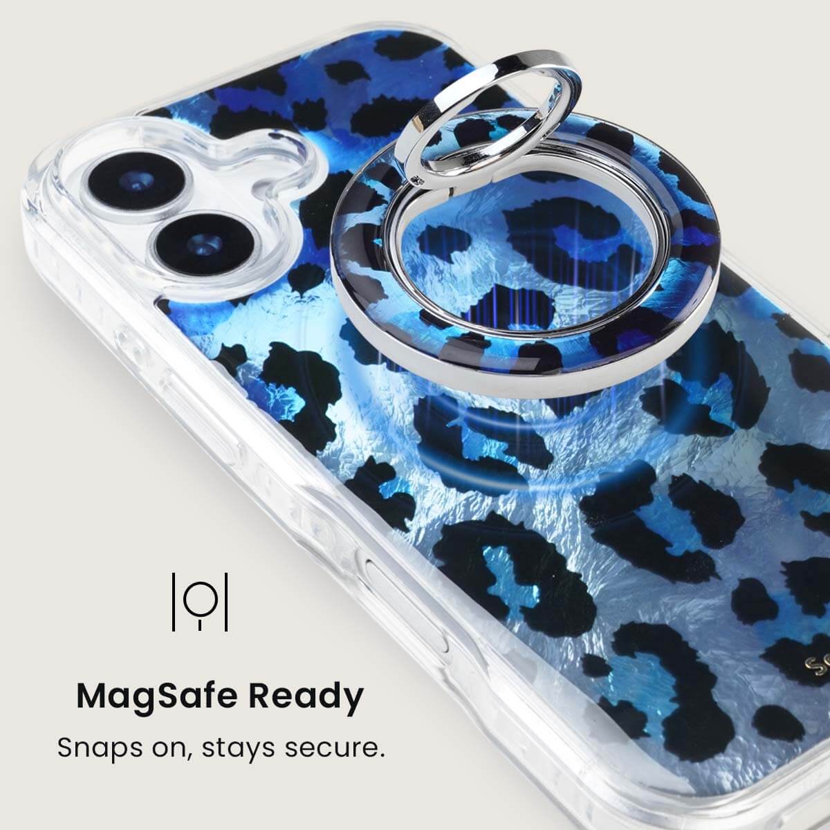 Blue Shimmer Leopard MagSafe Ring Holder