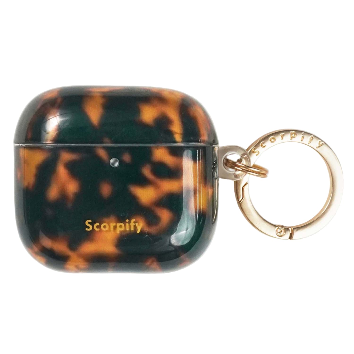 Brown tortoise shell airpods case with classic layered pattern