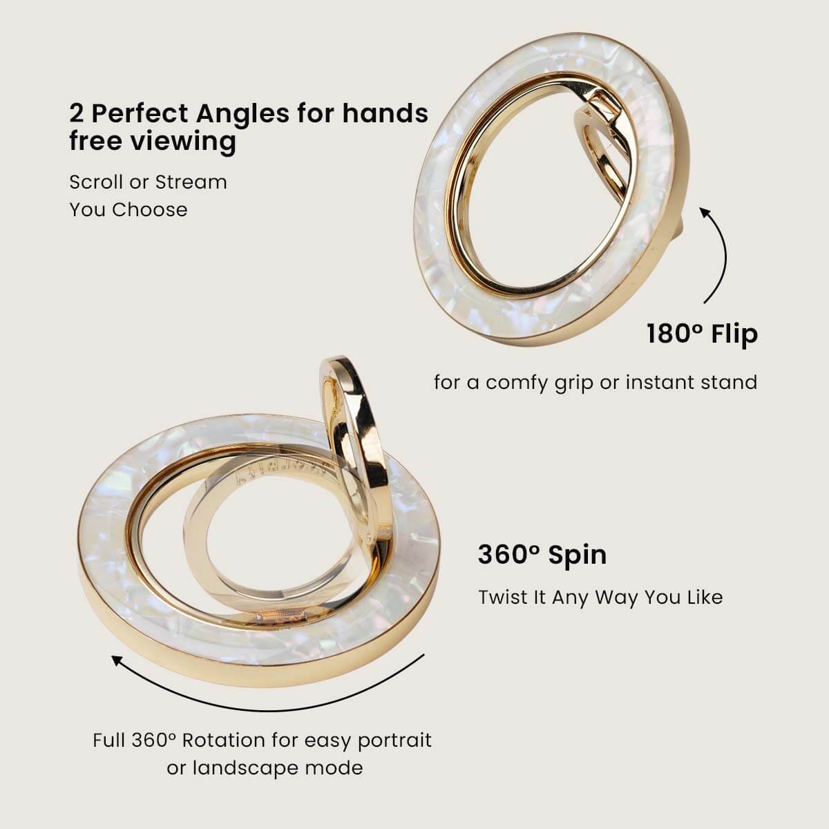 Finger Phone Holder With Colorful Pearl Highlights By Scorpify