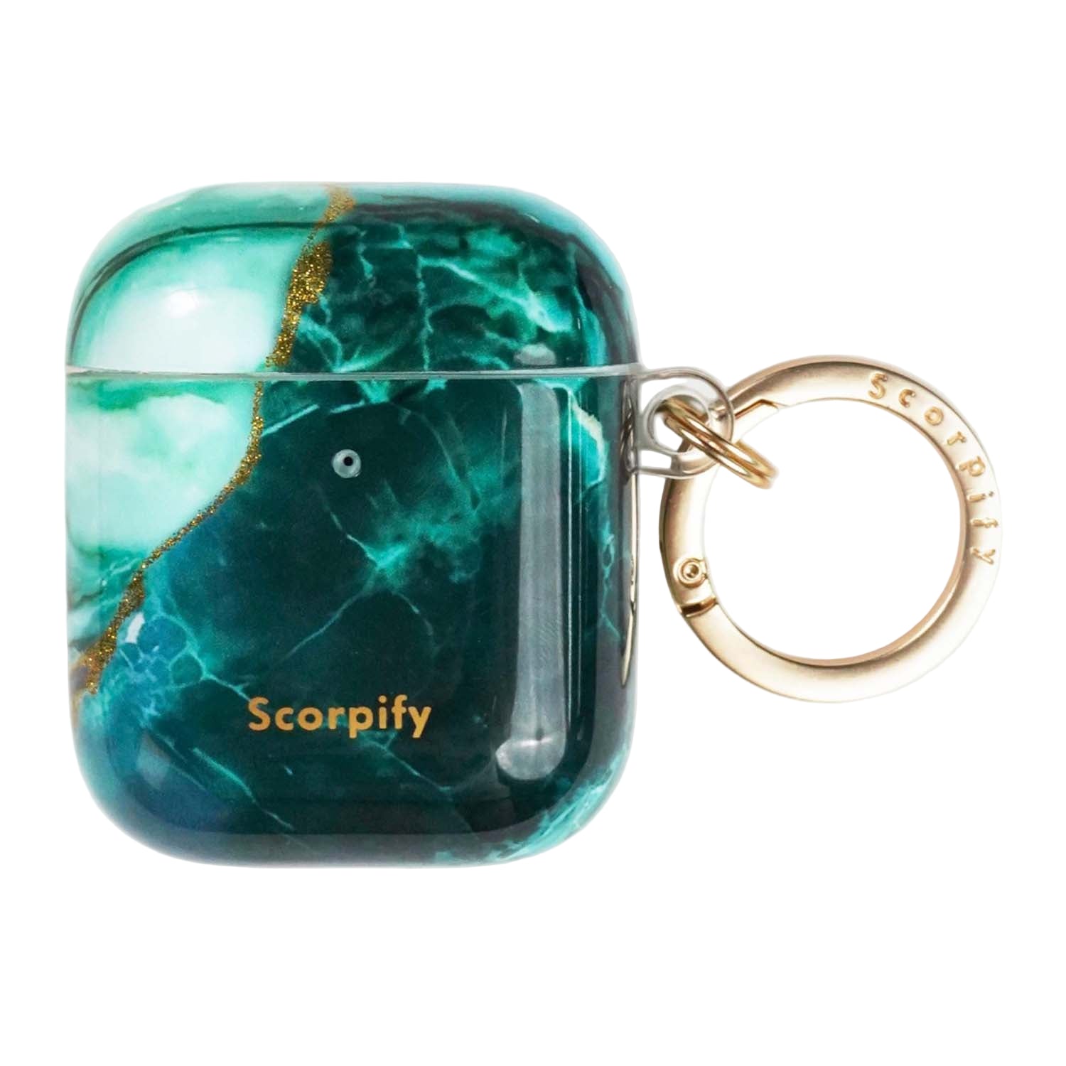 Silicone airpod case with refined green marble detailing