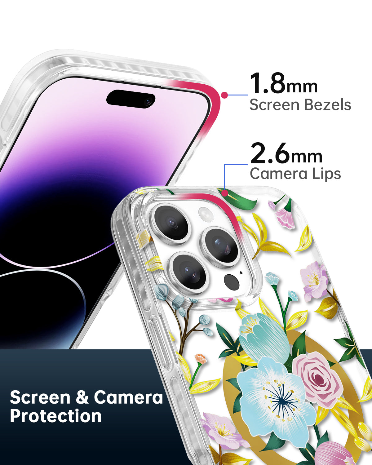 Colorful floral MagSafe phone cover with protection