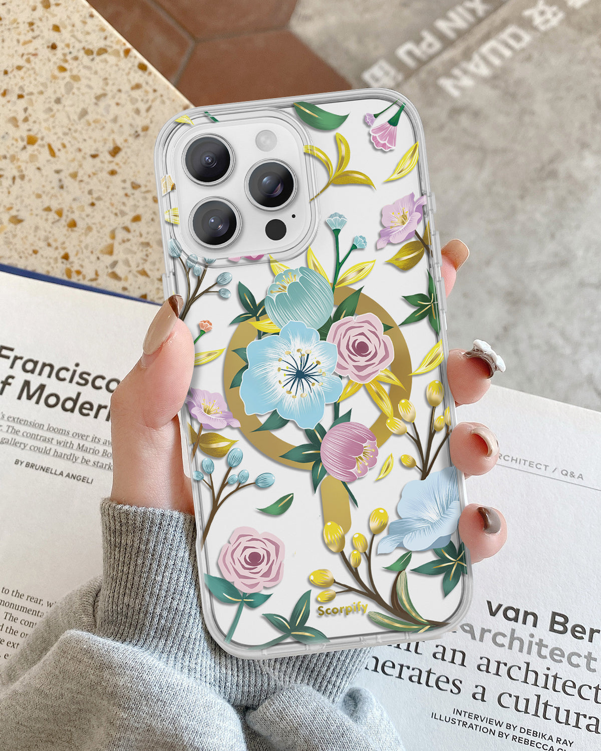 Colorful floral magnetic phone case easy to carry