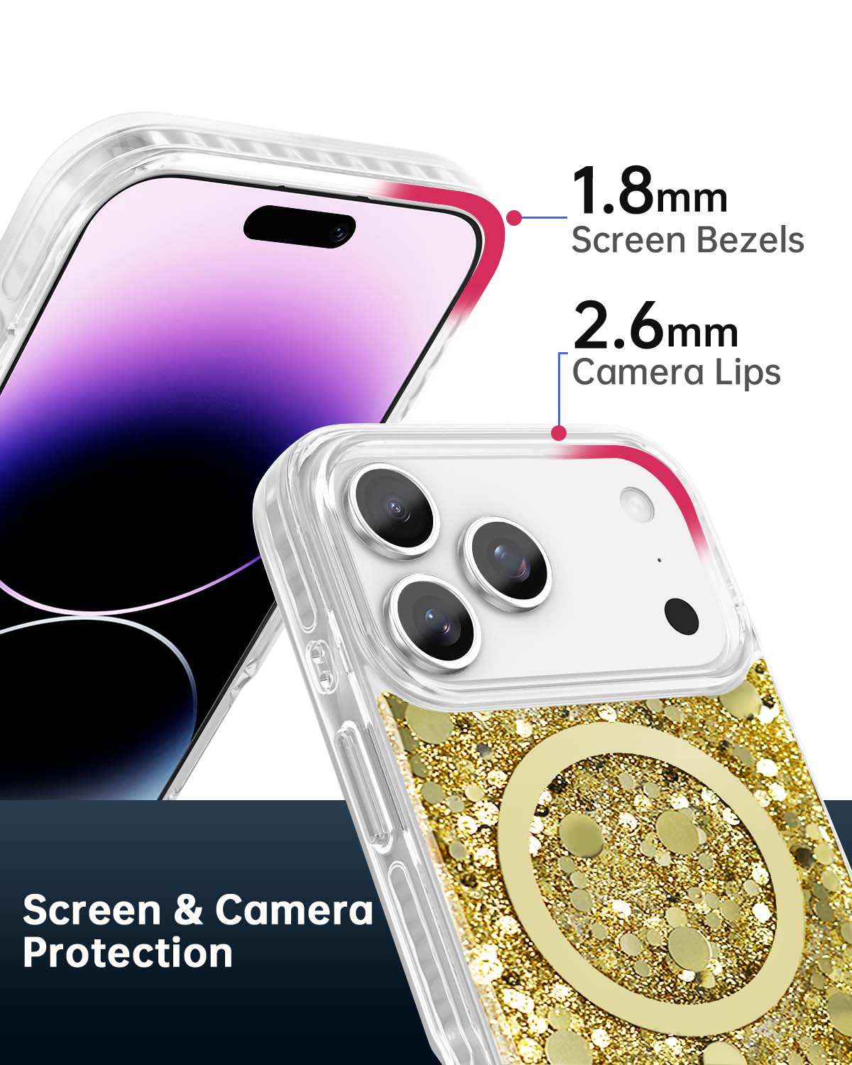 Gold bedazzled iphone case with glamorous shine detail