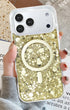 Bedazzled phone case with shimmering gold crystal style