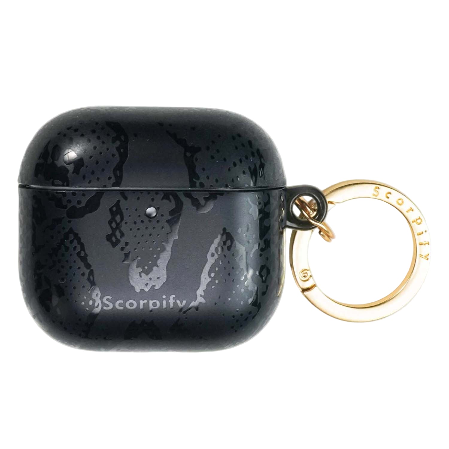 Matte black snake airpods case with textured finish