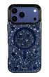 Portable blue glitter MagSafe case for iPhone