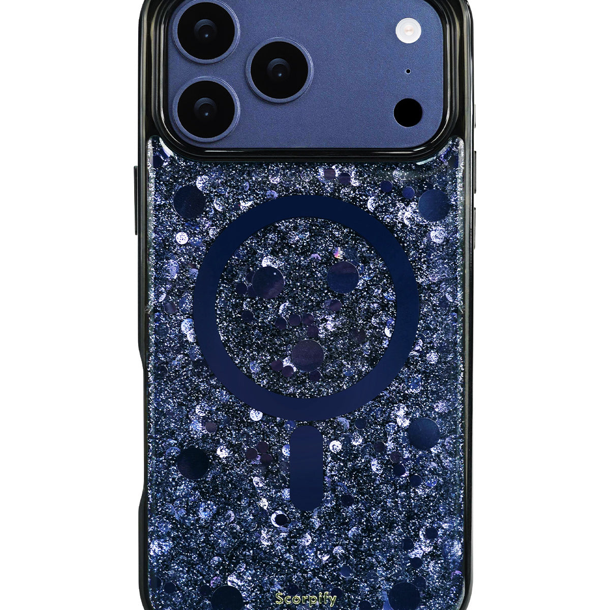Portable blue glitter MagSafe case for iPhone